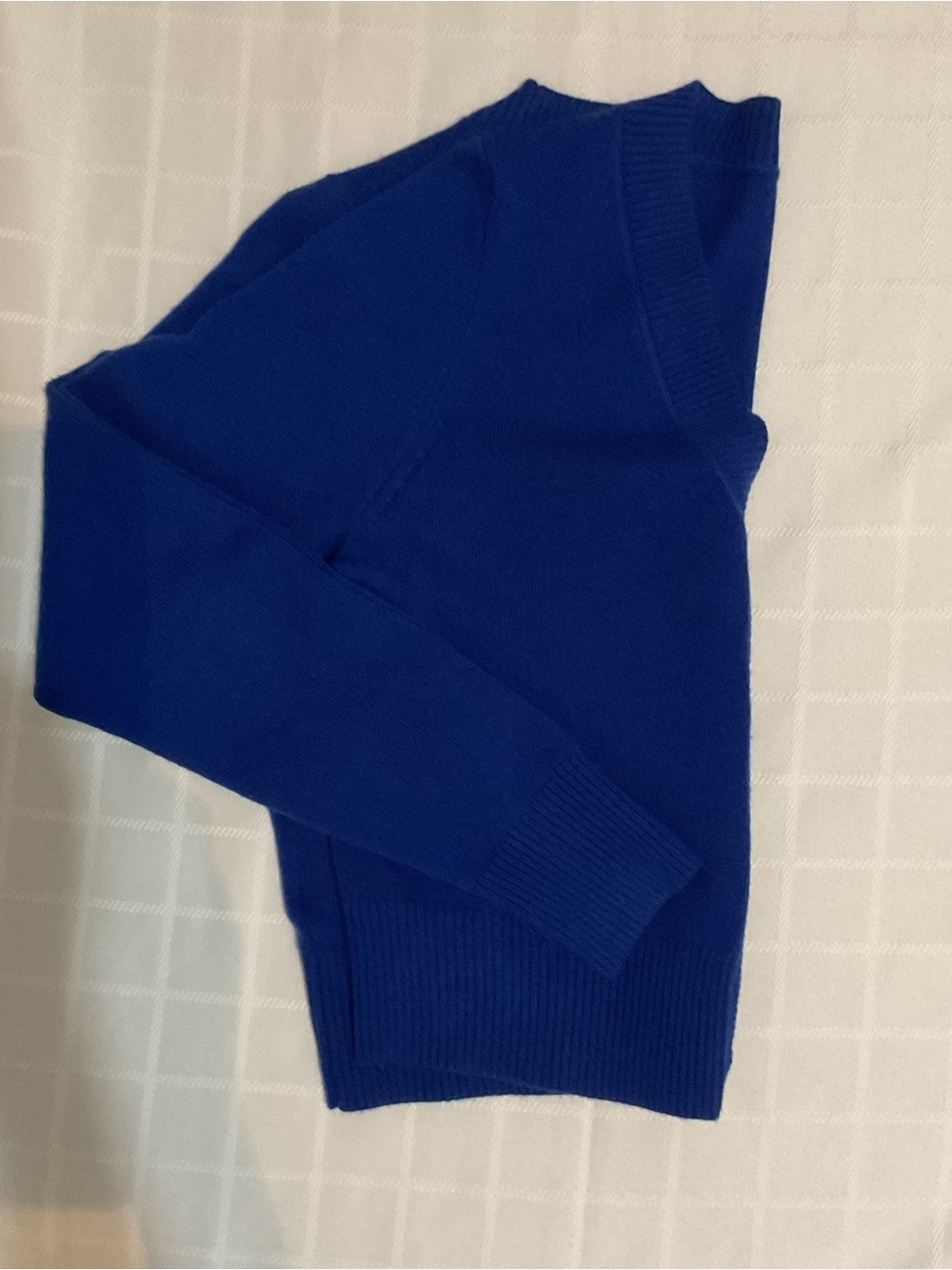 J. Crew 100% Cashmere Lightweight Luxury Cobalt Blue Cropped Cardigan Sweater M - Picture 9 of 16
